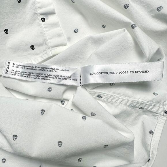 Cactus Man | Men | Skull Print White Casual Halloween Button Up Shirt | Medium - Picture 8 of 9